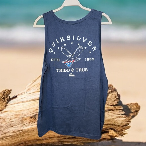 Quiksilver Other - Quiksilver Men’s Tank Top Size L Navy Sleeveless 100% Cotton Graphic NWT!